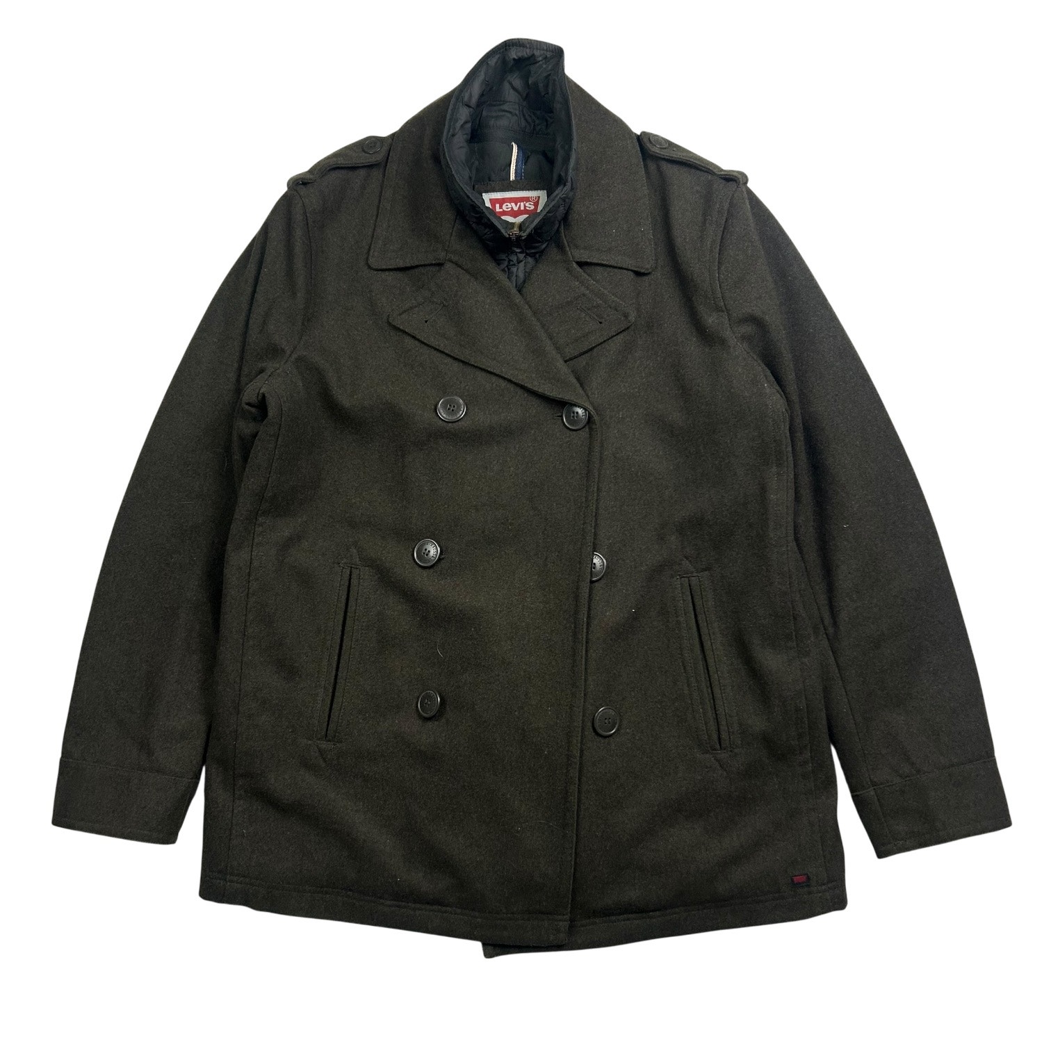 Levi's Wool Blend Peacoat Jacket With Quilted Lining